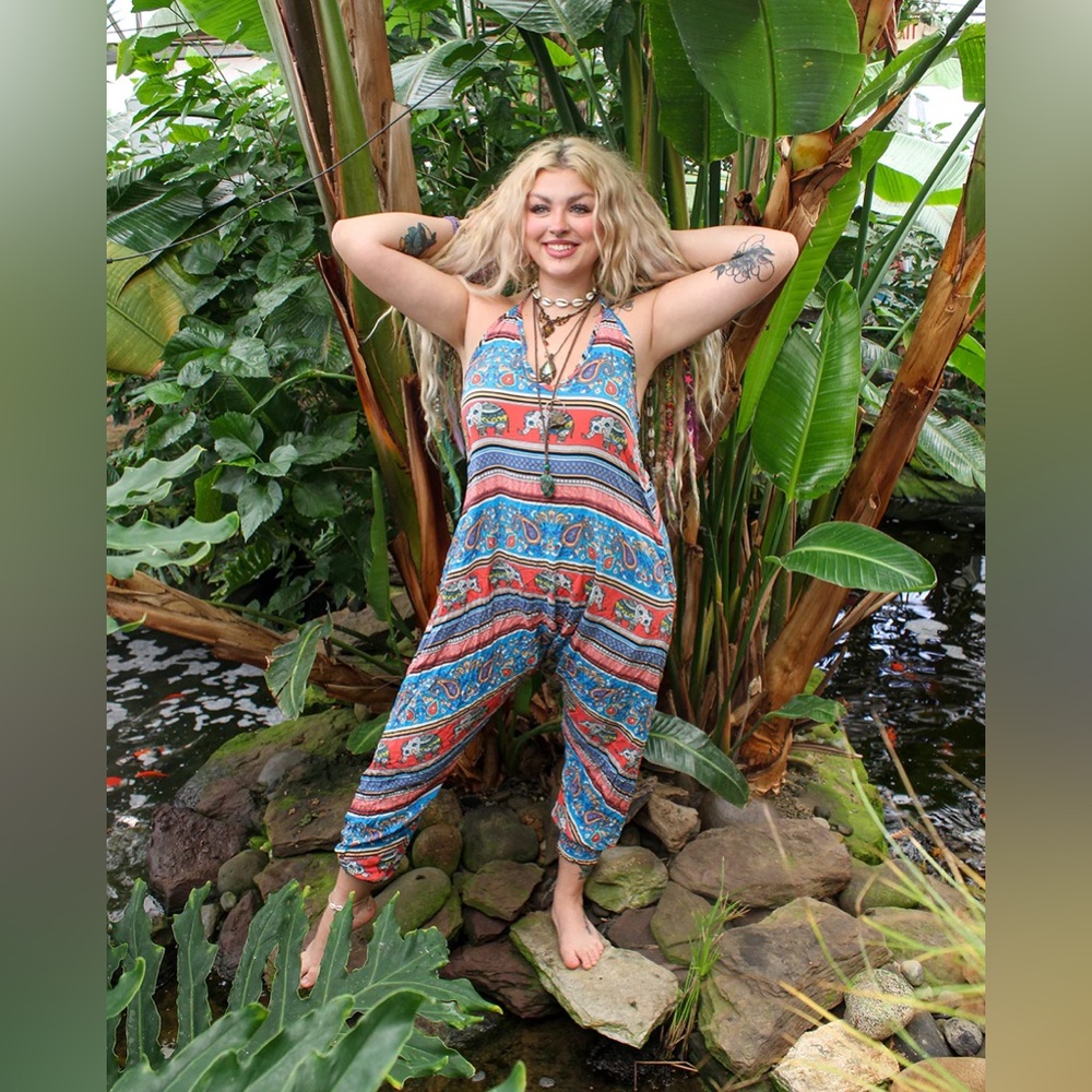 Buddha pants SAVANNAH FLAIR HAREM JUMPSUIT Coachella - Picture 5 of 12